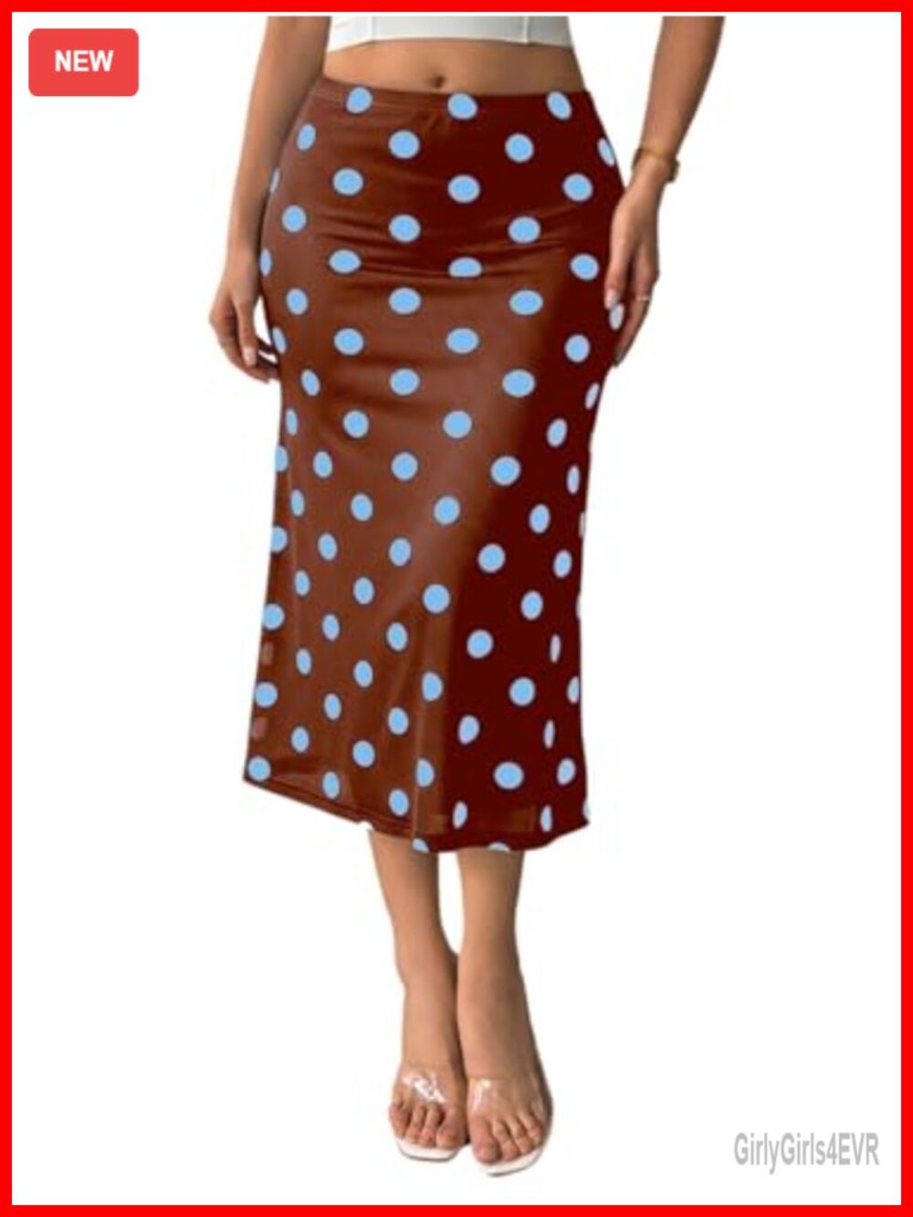 High Waisted Polka Dot Long Skirt Elegant Business Casual Office
